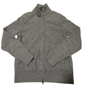 Banana Republic Gray Full Zip Buckle Mock Neck Cardigan Sweater Men's Sz M